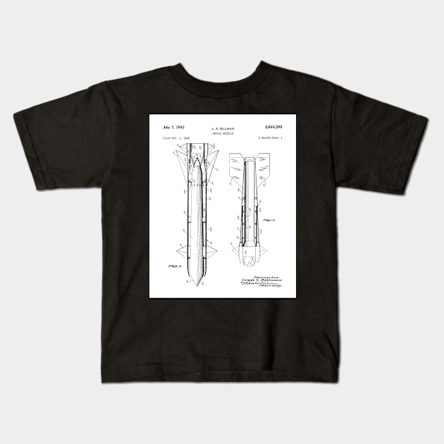 Army Aerial Missile Patent - Military Veteran Army Fan Art - White Kids T-Shirt by patentpress